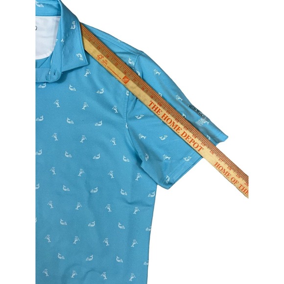 Johnnie-O Men Blue Short Sleeve Polo Sz L Mermaid Print - Picture 4 of 6